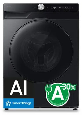 Zdjęcie produktu dla Samsung Series 9 Lavasciuga WD6400H Cl.A/D 9/6 kg Nero, Od przodu, Wolnostojący, Biały, Lewy, Czarny, Przyciski, Obrotowy