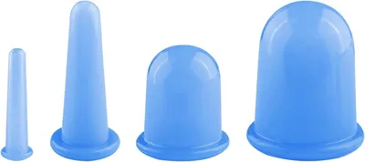 Productafbeelding van Silicone Massage Cups - Cupping Set - Gezichtsbehandeling Lichaam - 4 Verschillende Maten - 130 g - Transparant