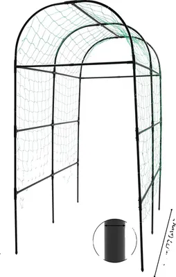 Image de Arche de jardin, structure robuste en acier, idéale pour les plantes grimpantes, noire, 115 x 183 x 230 cm