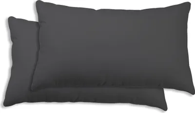 Produktbild von 2er Set Kissenbezug Kissenhülle 40x80 cm anthrazit Uni Kopfkissenbezug Baumwolle