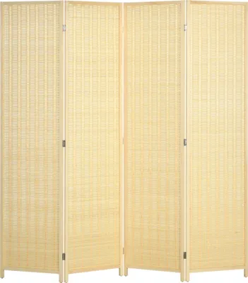 Zdjęcie produktu dla Parawan 4-częściowy 180 x 180 cm, parawan dzielący z bambusa, składany, osłona zapewniająca prywatność, parawan do salonu, brązowy, brązowy, 1,9 cm, 180 cm, 180 cm
