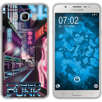 Produktbild von PhoneNatic Case kompatibel mit Samsung Galaxy J7 (2016) J710 Silikon-Hülle Retro Wave Cyberpunk.01 M4