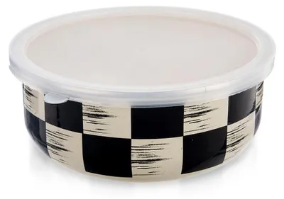 Zdjęcie produktu dla Miska emaliowana z pokrywką SZACHOWNICA 15,5 cm, 800 ml