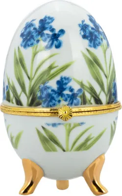 Produktbild von Nostalgie Porzellan-Ei-Dose auf Füßen "blauer Schneestolz", H 10 cm