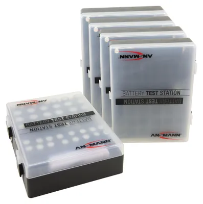 Produktbild von ANSMANN 5x Batteriebox für 48 Stk. AAA, AA & 9V Akkus inkl. Akkutester