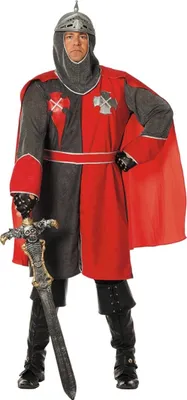 Produktbild von Ritter-Herren-Kostüm Grau/Rot 52