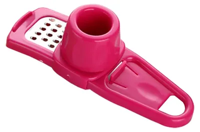 Knoblauchpresse aus Edelstahl, 13,5 cm, rosa