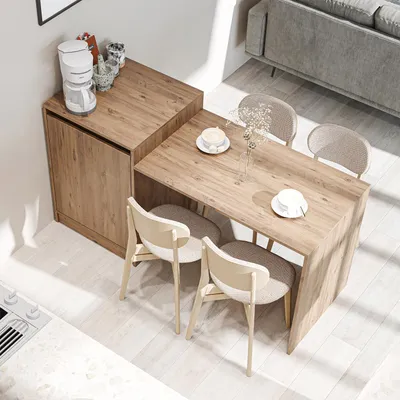 Image de Îlot de cuisine Roomart MILANO, 160 cm de large, chêne