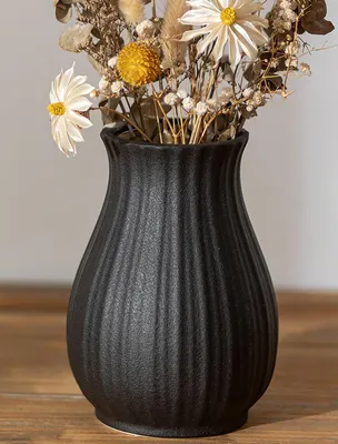Obrázek produktu pro Omgoods - Černá keramická váza - Moderní boho váza na květiny