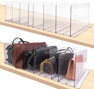 Produktbild von Acryl Klare Handtas Aufbewahrungsorganisatoren - Verstellbarer Regaltrennwand Taschenorganisator für kleinen Kleiderschrank 2er Pack