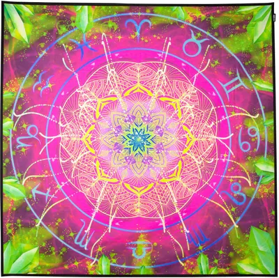 Produktbild von PSYWORK Schwarzlicht Stoffposter Neon "Zodiac Signs Aqua", 1,5x1,5m