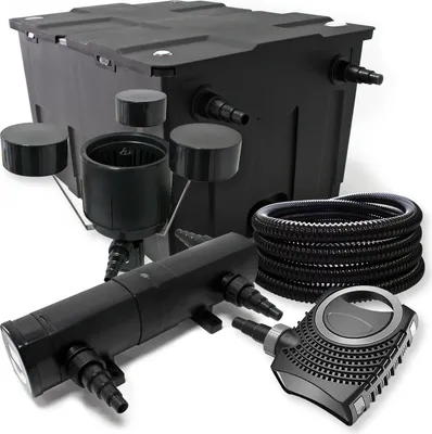 Produktbild von Wiltec Komplettset: CBF-550 Teichfilter bis 60000 L Teichfilteranlage Durchlauffilter, NEO10000 Teichpumpe 10000l/h 80W, CUV-236 Teichklärer 36W, 25m Teichschlauch 25 mm, CSP-250 Skimmer 2500l/h 45W