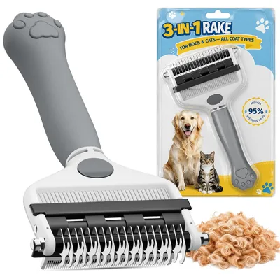 Image de Brosse 3-en-1 pour sous-poil, idéale pour chiens et chats à poils longs