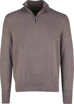 Produktbild von Tommy Hilfiger Half-Zip braun meliert aus Baumwolle