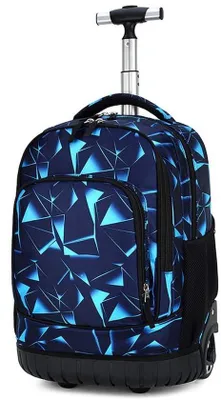 Immagine prodotto di Zaino per la scuola con ruote - Ampia capacità - Carrello regolabile - Zaino per passeggino - Fondo resistente - Dimensioni 31x21x48 cm