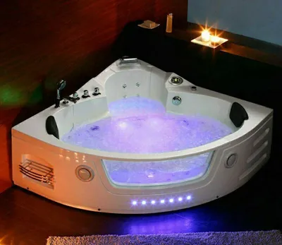 Produktbild von Luxus LED Whirlpool Badewanne SET 152x152cm +Heizung+Hydrojet + Ozon Modell 2024