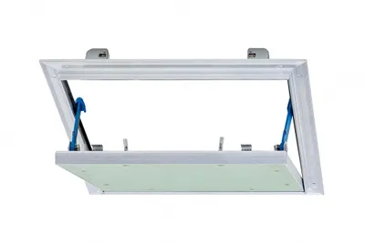 Produktbild von Revisionsklappe Alumatic mit Gipskartoneinlage GKBI 2 x 12,5 mm und Fangsicherung 200 mm x 200 mm