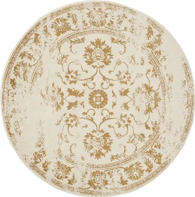 Produktbild von benuta Vintage Teppich Wohnzimmer Suki Creme/Gelb ø 120 cm rund Wohnzimmerteppich Schlafzimmer weich orientalisch