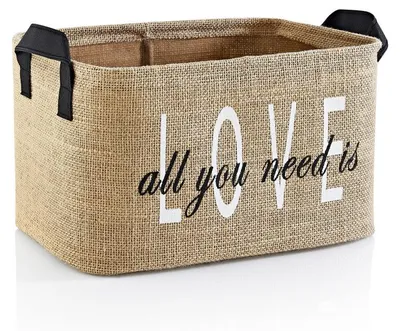 Image de Panier de rangement en polyester marron clair - L 30 × P 22 × H 18 cm