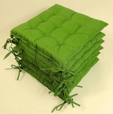 Produktbild von Set 6 x Stuhlkissen / Sitzkissen Fabia mit Schleifen 40 x 40 cm Dicke 5 cm , Fb. dunkelgrün , Baumwolle/Polyester 80/20 %