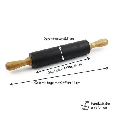 Produktbild von TOPFANN Silikon Nudelholz 42 cm – Teigroller mit Bambusgriffen, Schwarz, KI-generiertes Bild