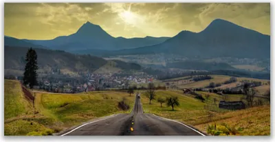 Produktbild von Glasbilder 120x60 Wandbild Druck auf Glas Straße Gebirge Landschaft