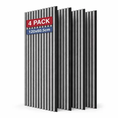 Produktbild von Holzpaneele Akustik STEGU 4er Set 120x60,5 cm moderne Wandgestaltung Grau