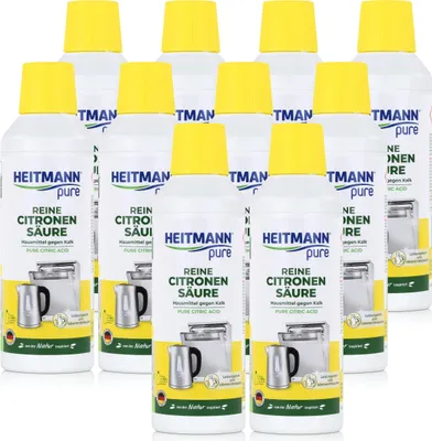 Produktbild von Heitmann pure Reine Citronen Säure 500ml - Löst Kalk in Küche (10er Pack)
