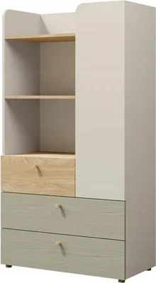 Produktbild von Tkmoebel Jugendkommode YUKI 6 80x150x40cm graubeige / Eiche geölt/Eukalyptus