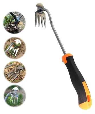 Zdjęcie produktu dla Chwastownik ręczny - Stal nierdzewna - 4 zęby - Uchwyt 35 cm - Do ogrodu i rabat