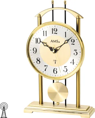 Produktbild von AMS 5193 Tischuhr Funk Funktischuhr mit Pendel golden