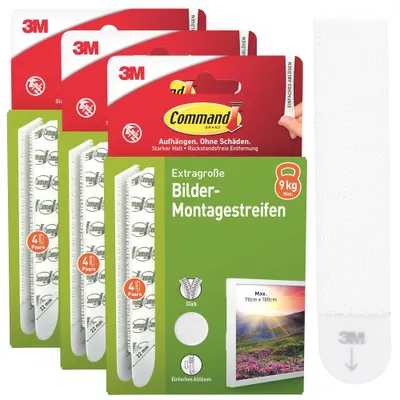 Produktbild von Command™ Bilder-Montage-Strips  Weiß, XL, 12 Paare, Selbstklebend ohne Bohren