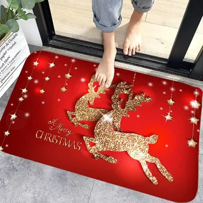 Produktbild von Fröhliche Weihnachten! Fußmatte, weihnachtliche Teppichdekoration für drinnen und draußen, im Gartenzimmer des Heimbüros.