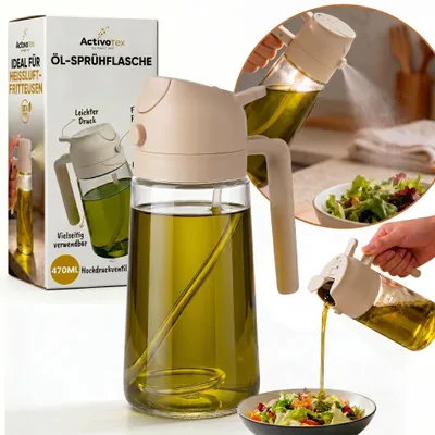 Ölzerstäuber 2-in-1, Glas, 470 ml, feiner Nebel