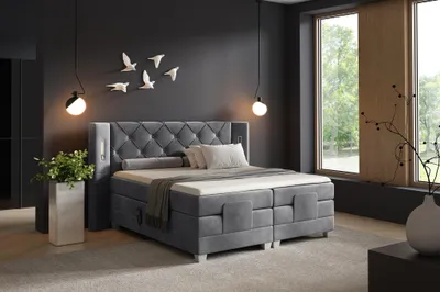 Produktbild von Boxspringbett Elektrisch Bett STEVE 180x200cm in Stoff Fresh Dunkelgrau