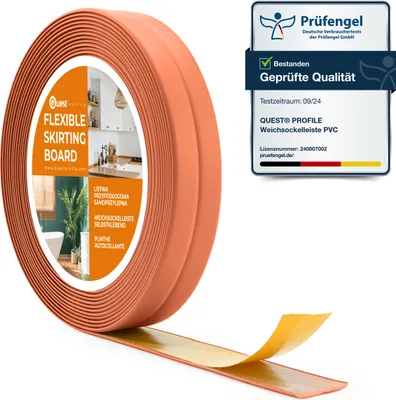 Obrázok produktu pre QUEST PVC lišta 10x10mm, 5m, samolepiaca, flexibilná, mäkká dekoračná páska, tehlová