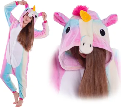 Produktbild von Kigurumi Onesie Pyjamas für Kinder Regenbogen Einhorn, Größe 120