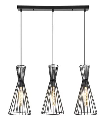 Image de Lampe suspendue industrielle E27 3x40W noir mat 72006 Leandros Rabalux