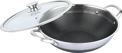 Produktbild von Wok Topf 32cm Edelstahl Wabenstruktur Ø32cm Induktion Anti Haft Kratzfest