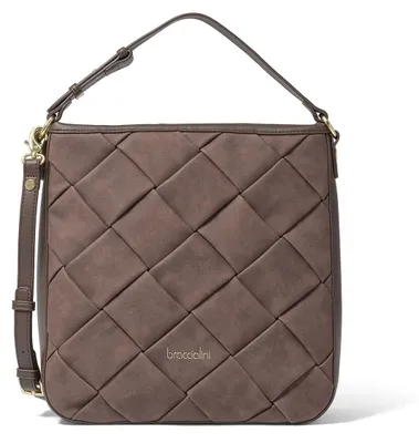 Productafbeelding van Braccialini schoudertas voor dames, blauw, gestikt, met rits, van ecologisch leer, 30x32 cm