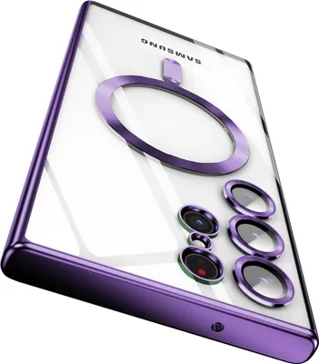 Obrázek produktu pro Pouzdro na mobilní telefon pro Samsung Galaxy S23 Ultra s ochranou Magsafe a fotoaparátu, magnetické pouzdro Ultra Thin Clear Cover Case Purple