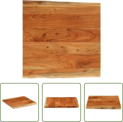 Productafbeelding van De Living Store tafelblad, 40x40x3,8 cm, vierkant, massief acaciahout met boomrand