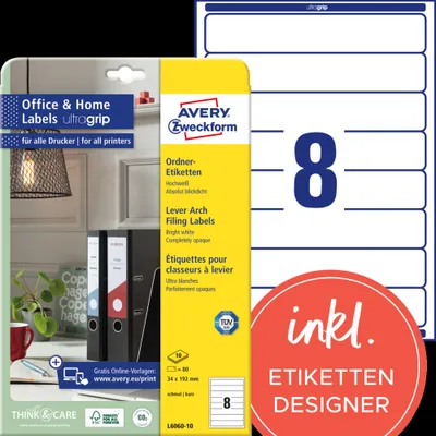 Image de Etiquettes dos de classeur AVERY Zweckform, 34 x 192 mm, blanc
