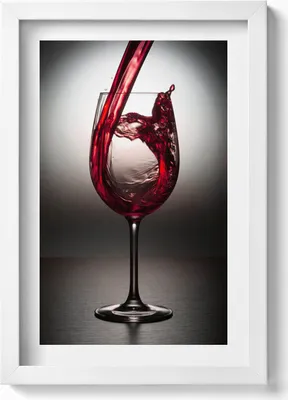 Produktbild von Ein Glas Wein– Wandbild mit Rahmen – Gerahmtes Bild  – Wanddekoration – 20x30 cm – Weiß