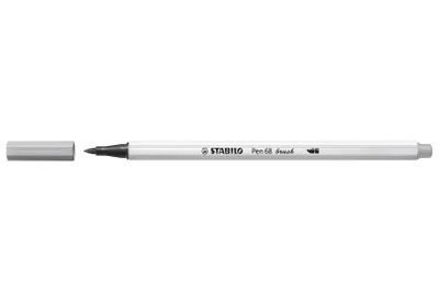 Obrázok produktu pre Prémiové plstené pero so štetcovým hrotom na premenlivú šírku čiary - STABILO Pen 68 brush - jedno pero - stredne sivé
