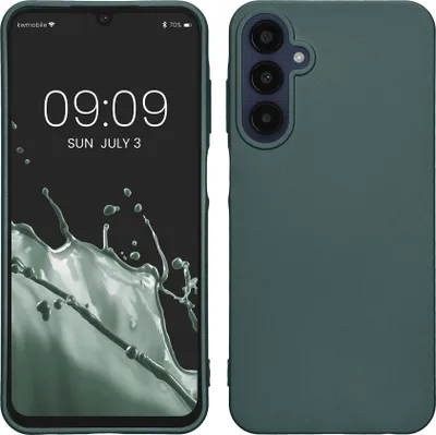Produktbild von kwmobile Case kompatibel mit Samsung Galaxy A25 Hülle - Schutzhülle aus Silikon metallisch schimmernd - Handyhülle Metallic Petrol