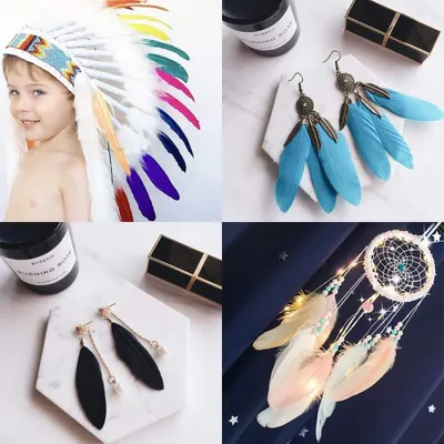 Imagen del producto de Plumas de ganso naturales, de varios colores, de 10 a 15 cm de longitud, paquete de 50 unidades, para manualidades