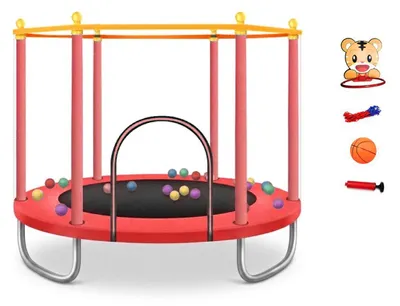 Produktbild von Kindertrampolin Sedco D03b - 139 cm mit Sicherheitsnetz und Zubehör rot