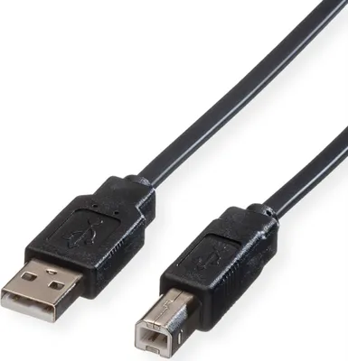 Produktbild von ROLINE USB 2.0 Notebook-Flachkabel, Typ A-B, schwarz, 0,8 m