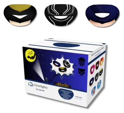 Productafbeelding van 50x Eye Patches Self Adhesive Nonwoven Wound Bandages - Sterile Non-woven Eye Pads - for Kids - Superhero Theme - ClearSighty